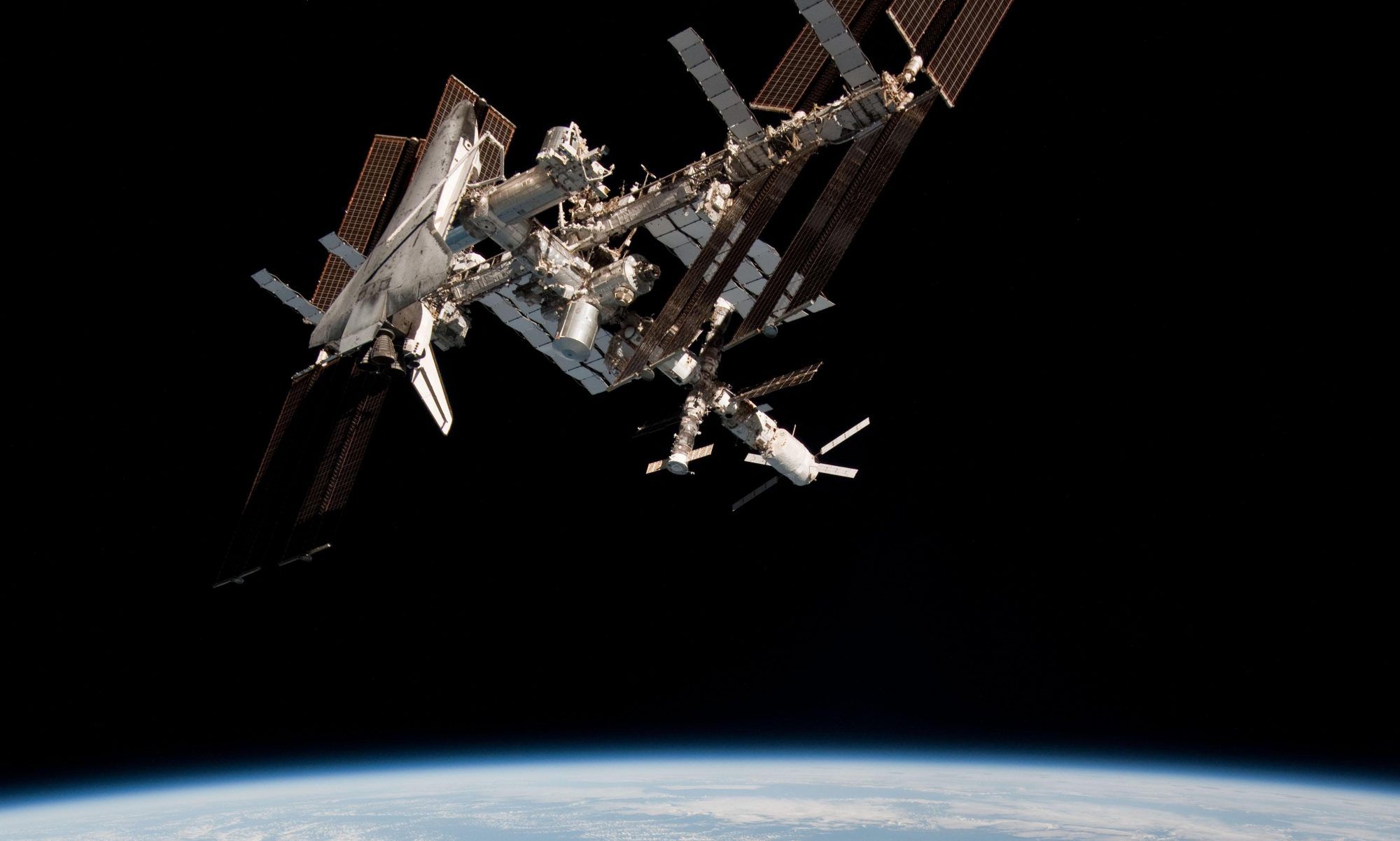 International Space Station pictured in orbit above Earth.