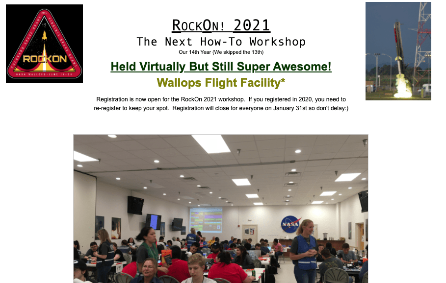Screenshot of RockOn 2021 homepage.