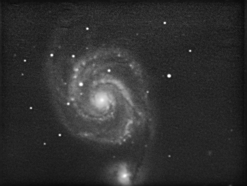 Monochrome image of galaxy M51